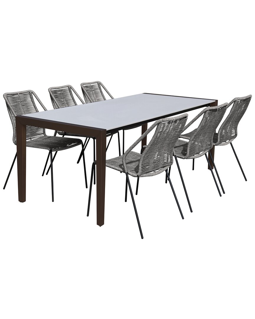 Armen Living Fineline And Clip Indoor Outdoor 7pc Dining Set