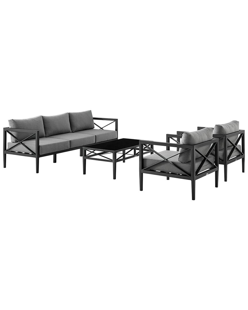 Armen Living Sonoma Outdoor 4pc Set In Grey