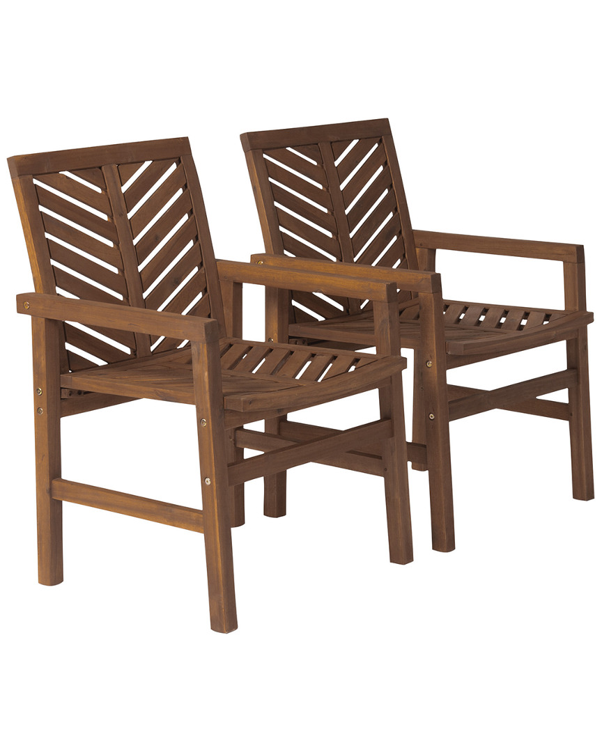 Hewson Set Of 2 Outdoor Patio Acacia Wood Chairs
