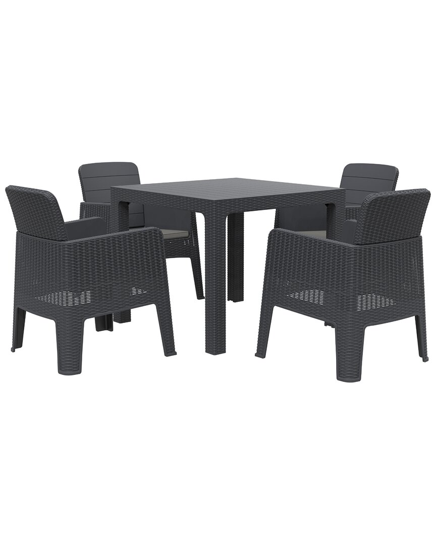Dukap Lucca 5pc Dining Set, Black With Grey Cushions
