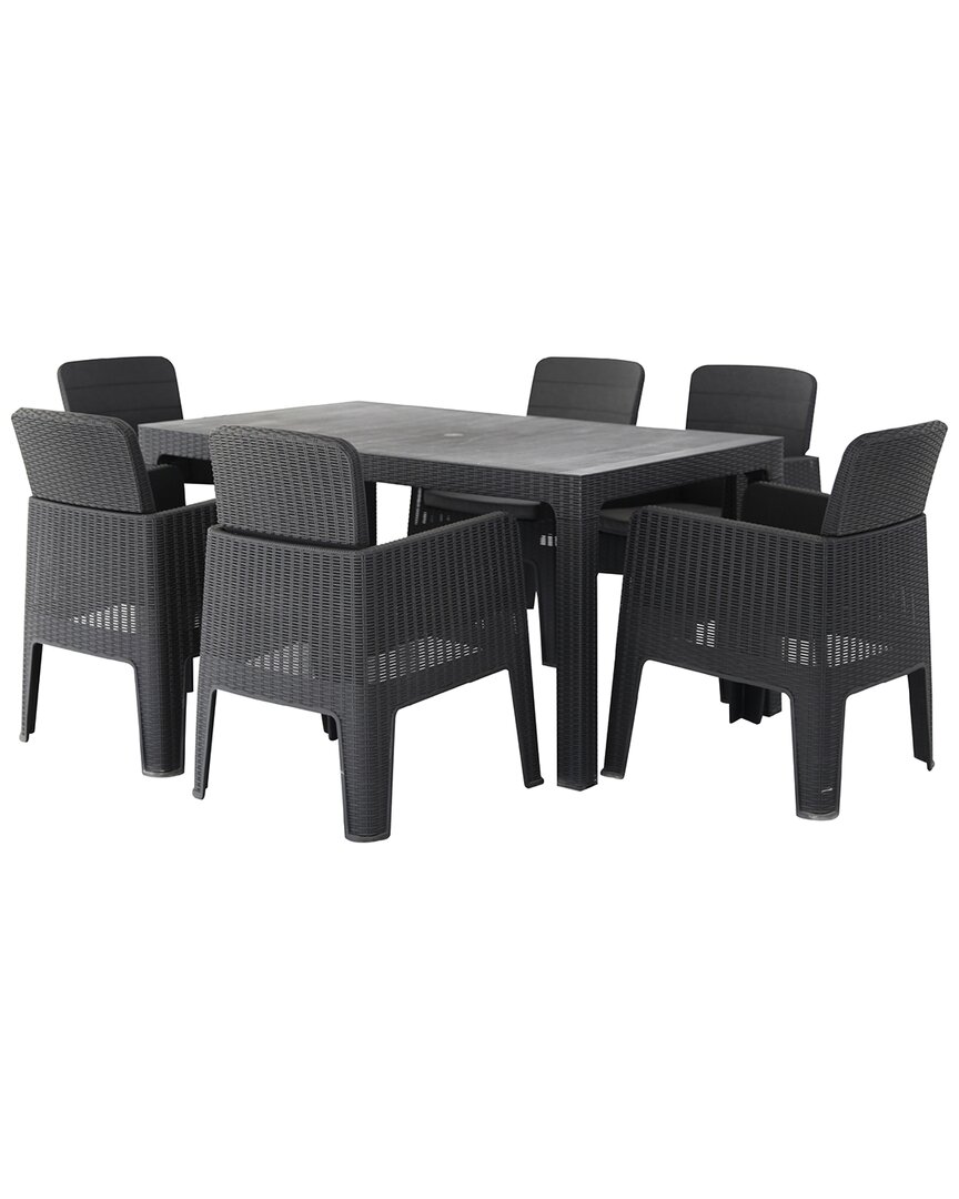 Dukap Lucca Outdoor 7pc Dining Set In Black