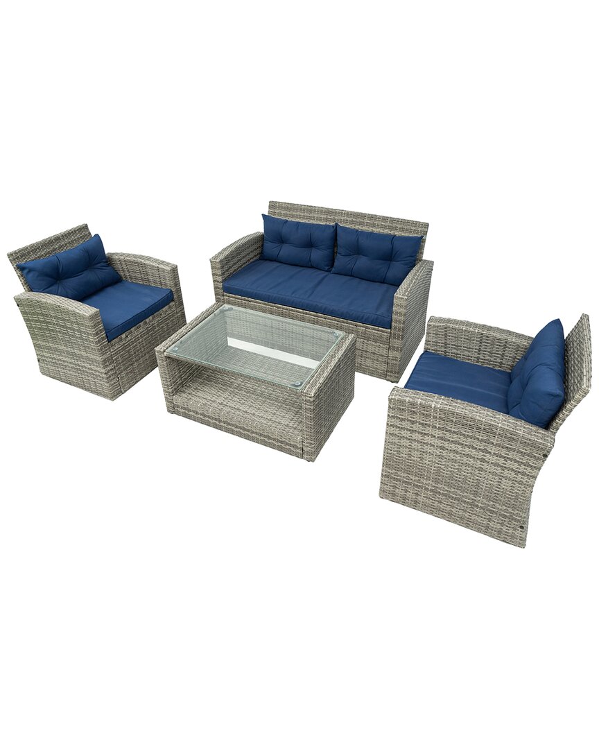 Dukap Terrazzo 4pc All-weather Wicker Patio Seating Set With Cushions In Grey