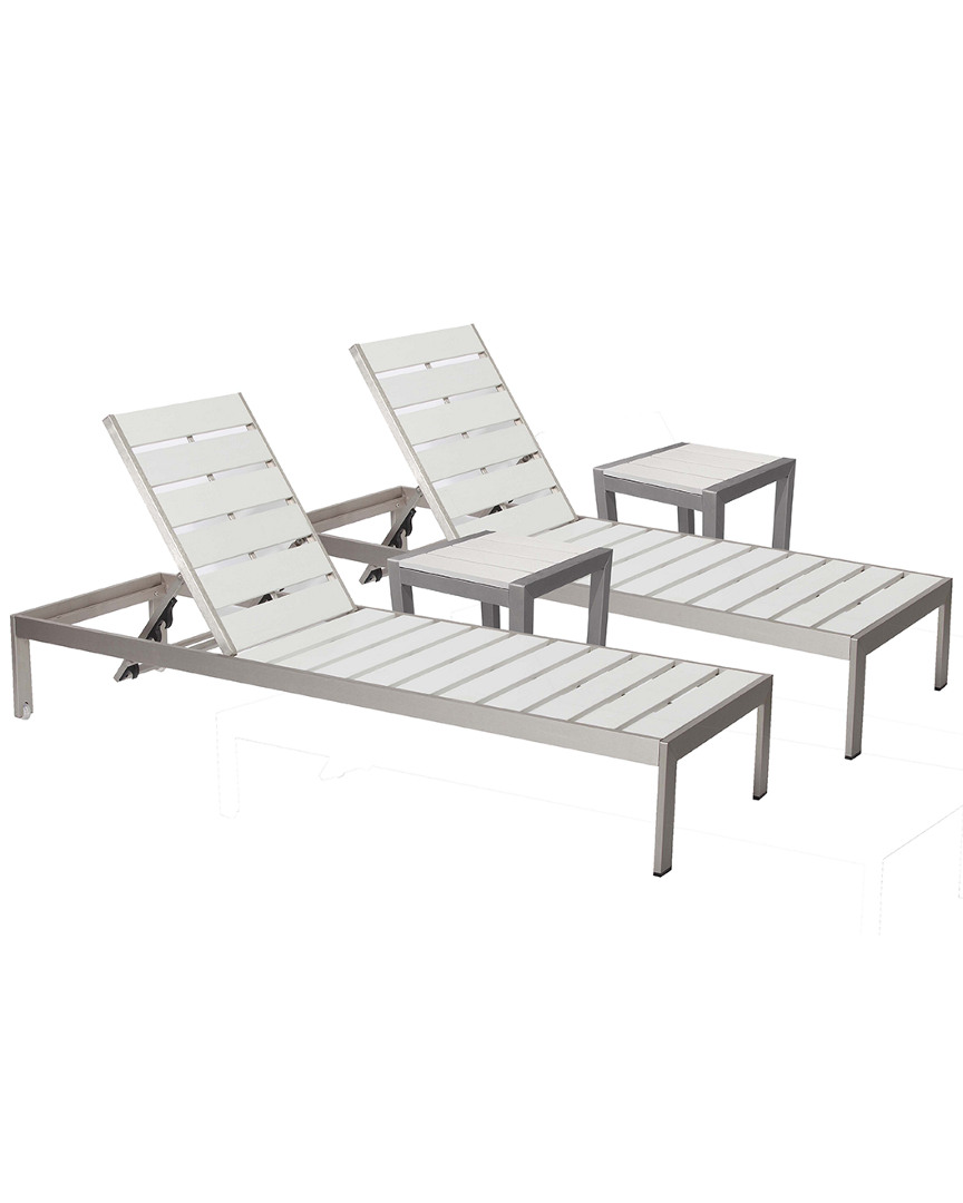 Pangea Home Indoor/outdoor 2 Joseph Lounger & 2 Side Tables In White