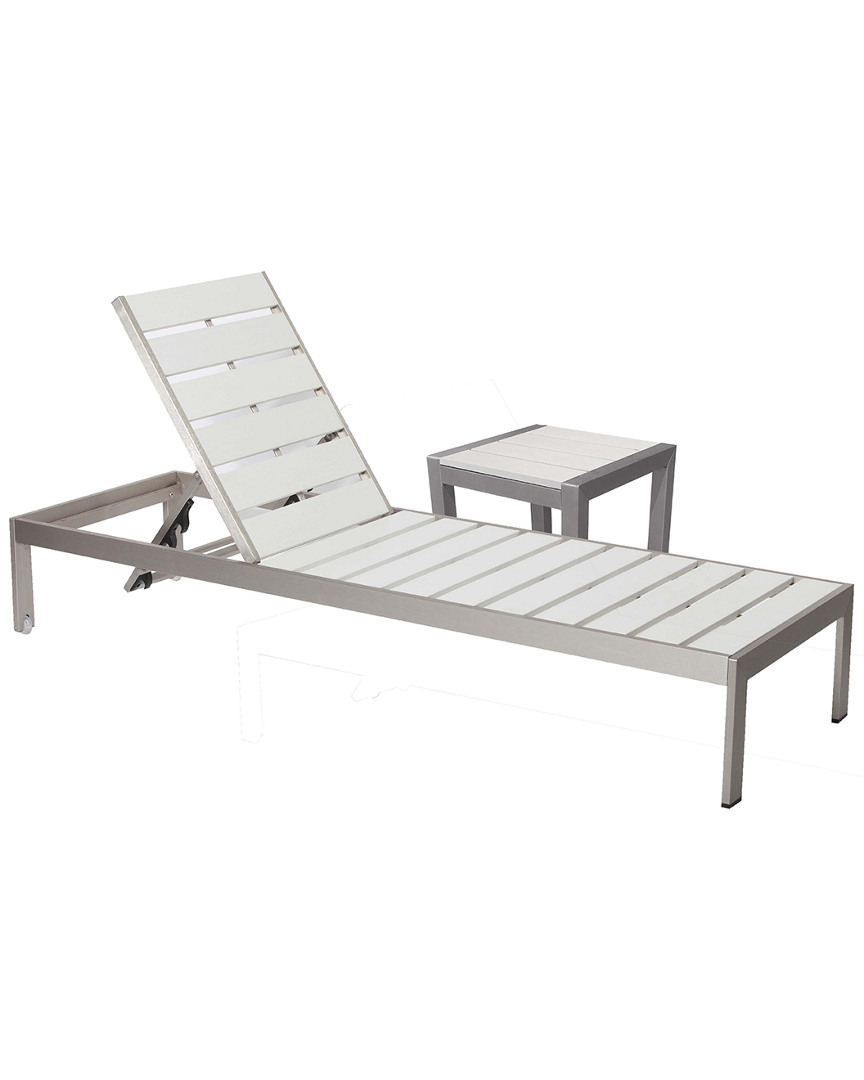 Pangea Home Indoor/outdoor Joseph Lounger & Side Tables In White