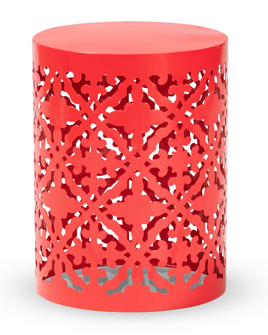 Baxton Studio Jamila Metal Outdoor Side Table In Red