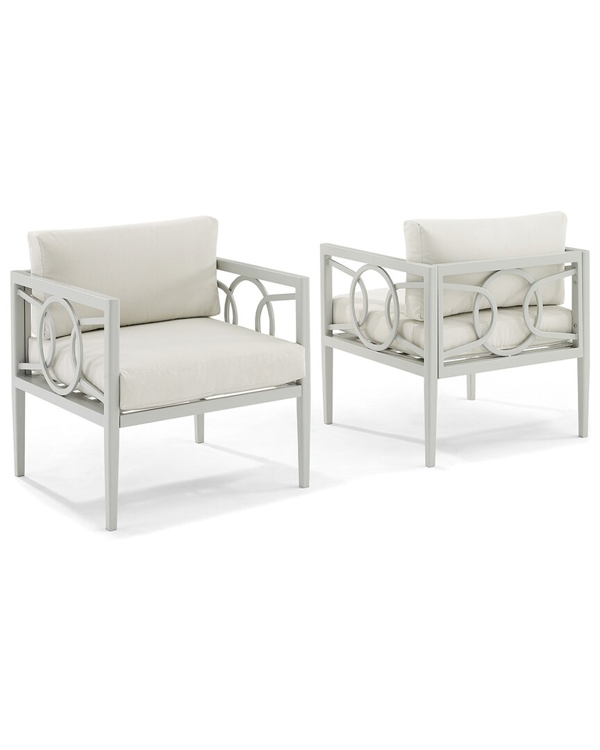 Shop Crosley Ashford 2pc Outdoor Metal Armchair Set In White