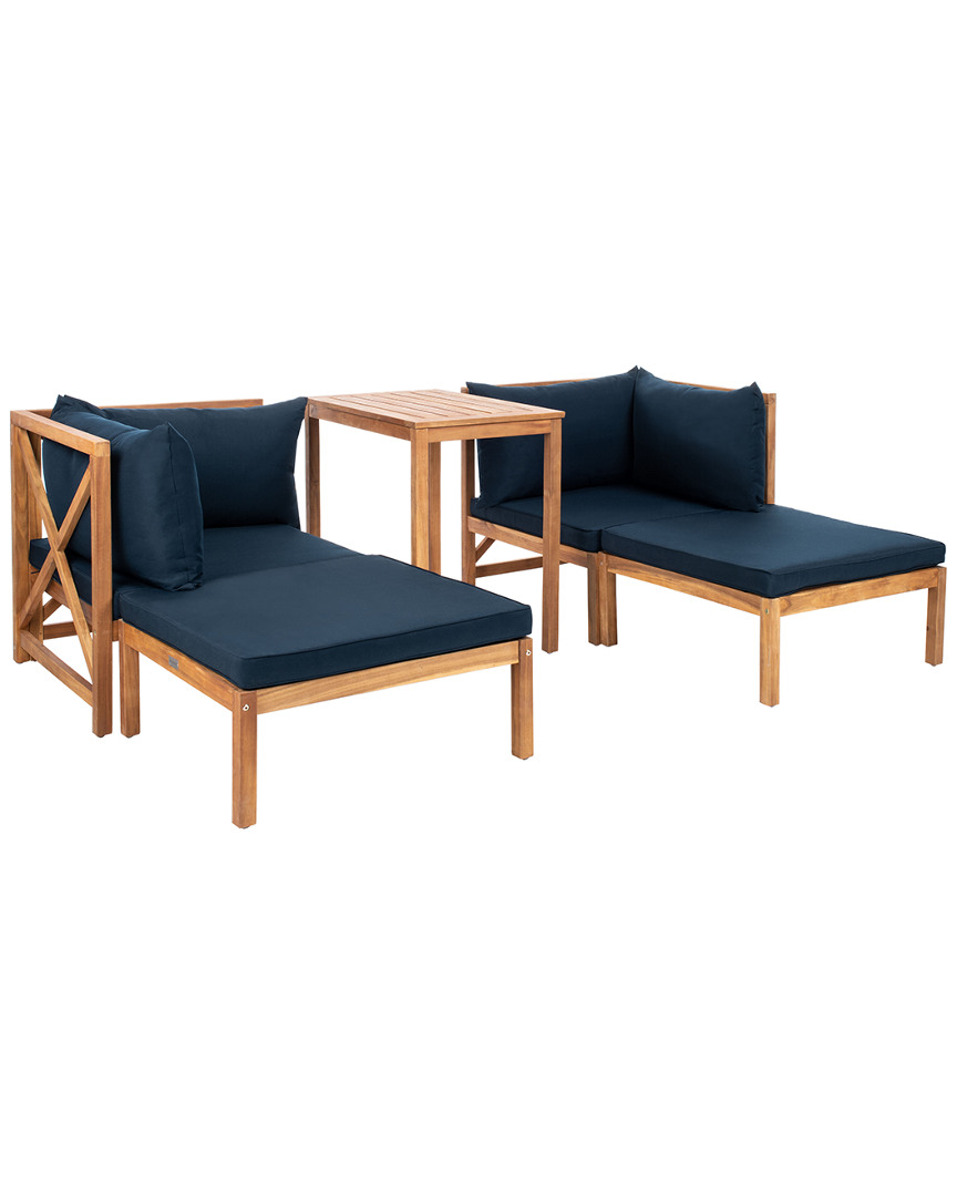 Safavieh Ronson Outdoor 5pc Sectional Set In Natural/navy