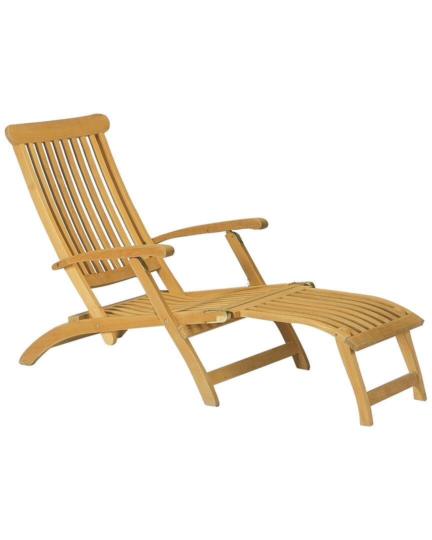 Curated Maison Adelle Teak Folding Outdoor Deck Chair Lounge In Brown