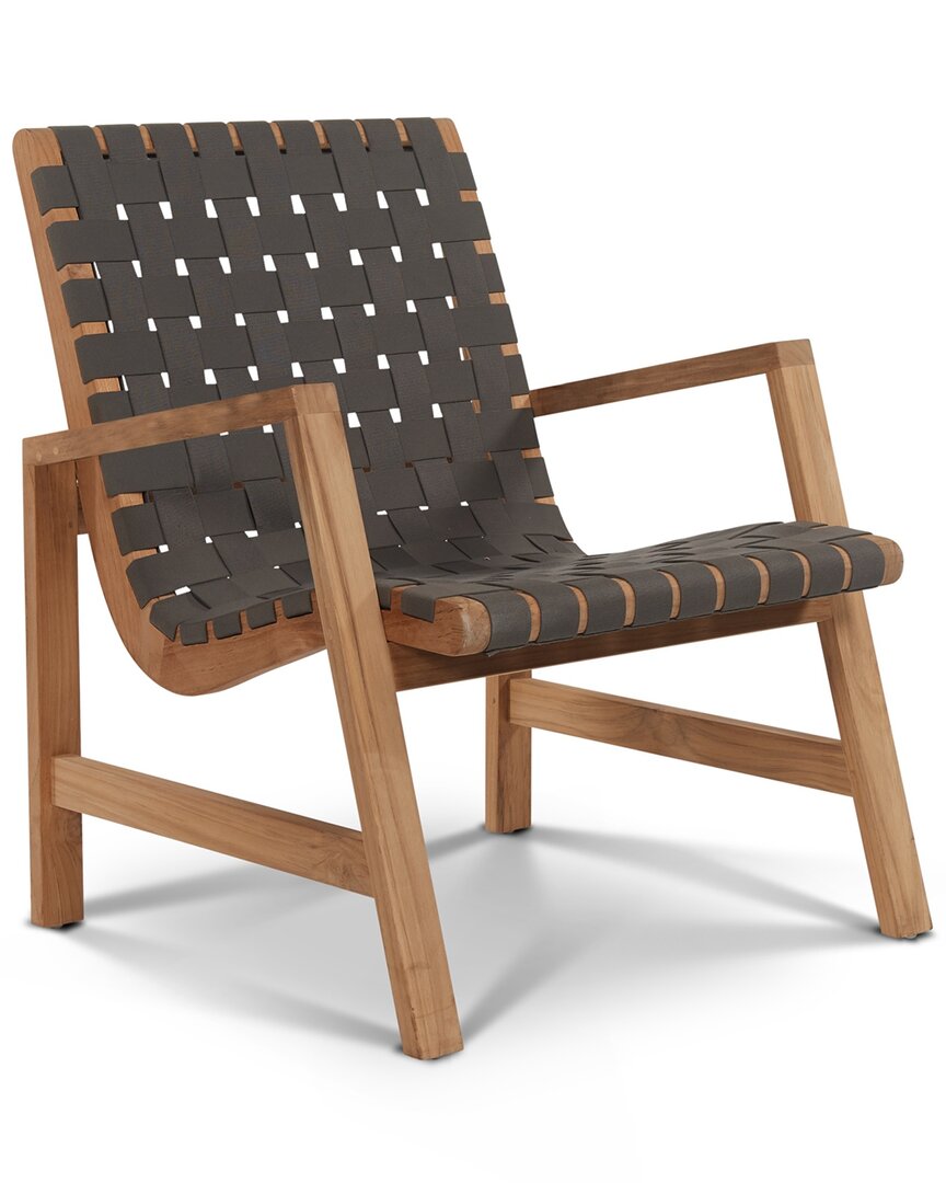Curated Maison Axelle Teak Outdoor Woven Chat Armchair In Grey