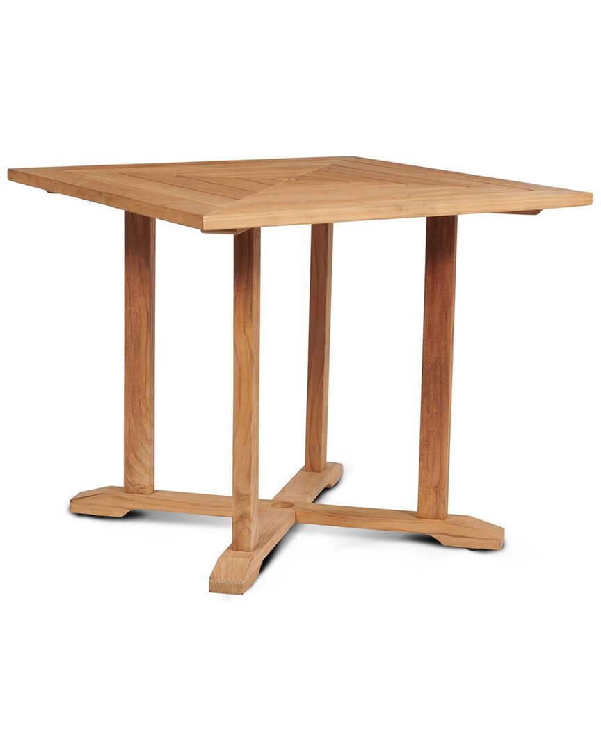 Curated Maison Boucher Square Teak Outdoor Dining Table With Umbrella Hole In Brown