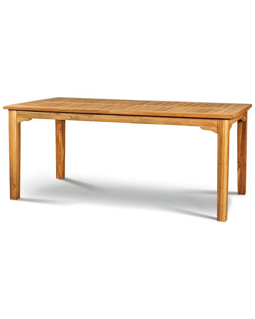 Curated Maison Clarisse Rectangular Teak Outdoor Dining Table With Built-in Extension In Brown
