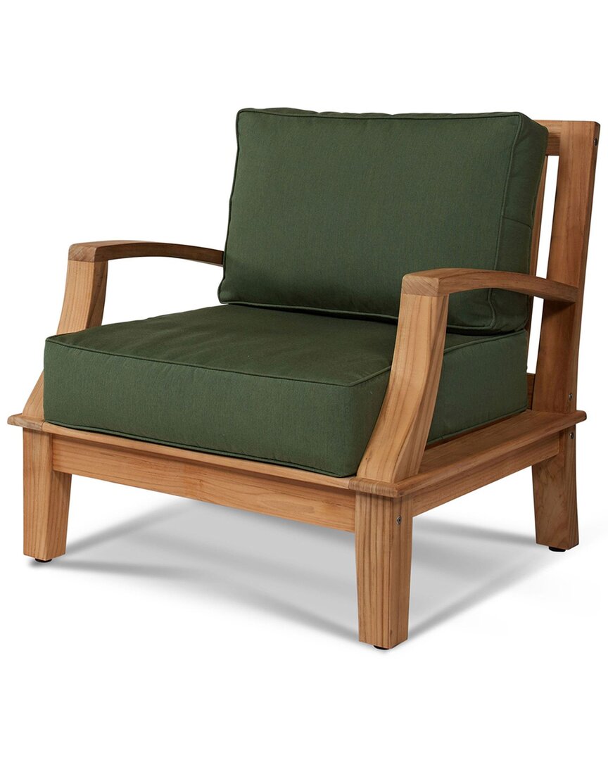 Curated Maison Eliane Teak Club Chair With Sunbrella Fern Green Cushion