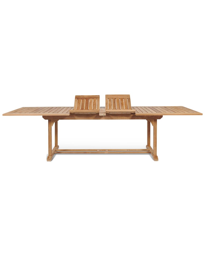 Curated Maison Olivier Rectangular Teak Outdoor Dining Table With Double Extensions In Brown