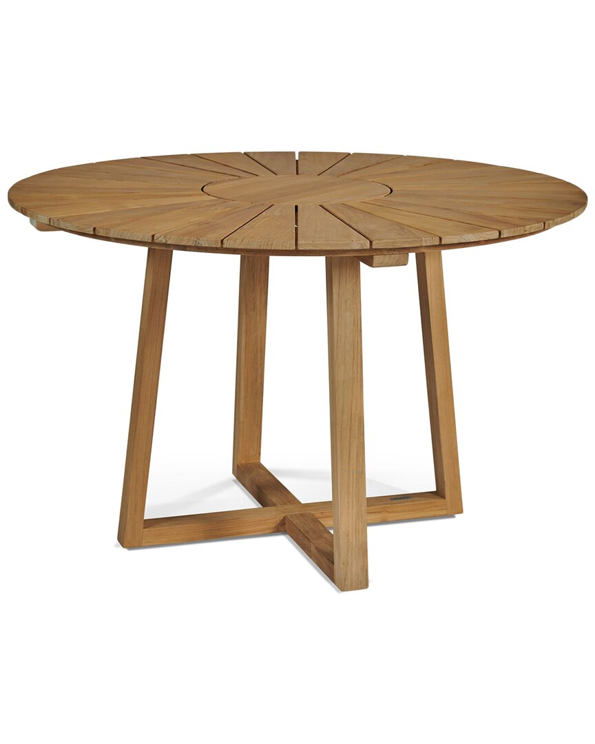 Curated Maison Plaisance Round Teak Outdoor Dining Table In Brown
