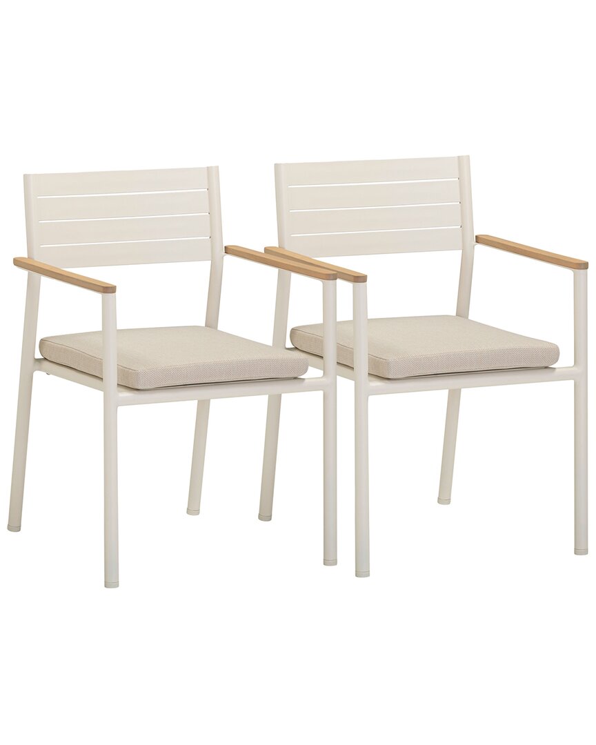 Tov Furniture Sardinia Cream Outdoor Dining Chair - Set Of 2