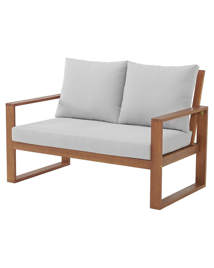 Alaterre Furniture Grafton Eucalyptus 2-seat Outdoor Bench With Cushions In Natural