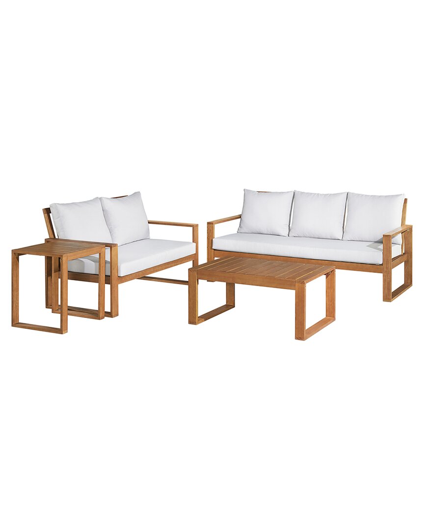 Alaterre Furniture Grafton Eucalyptus Wood 4pc Outdoor Conversation In Natural