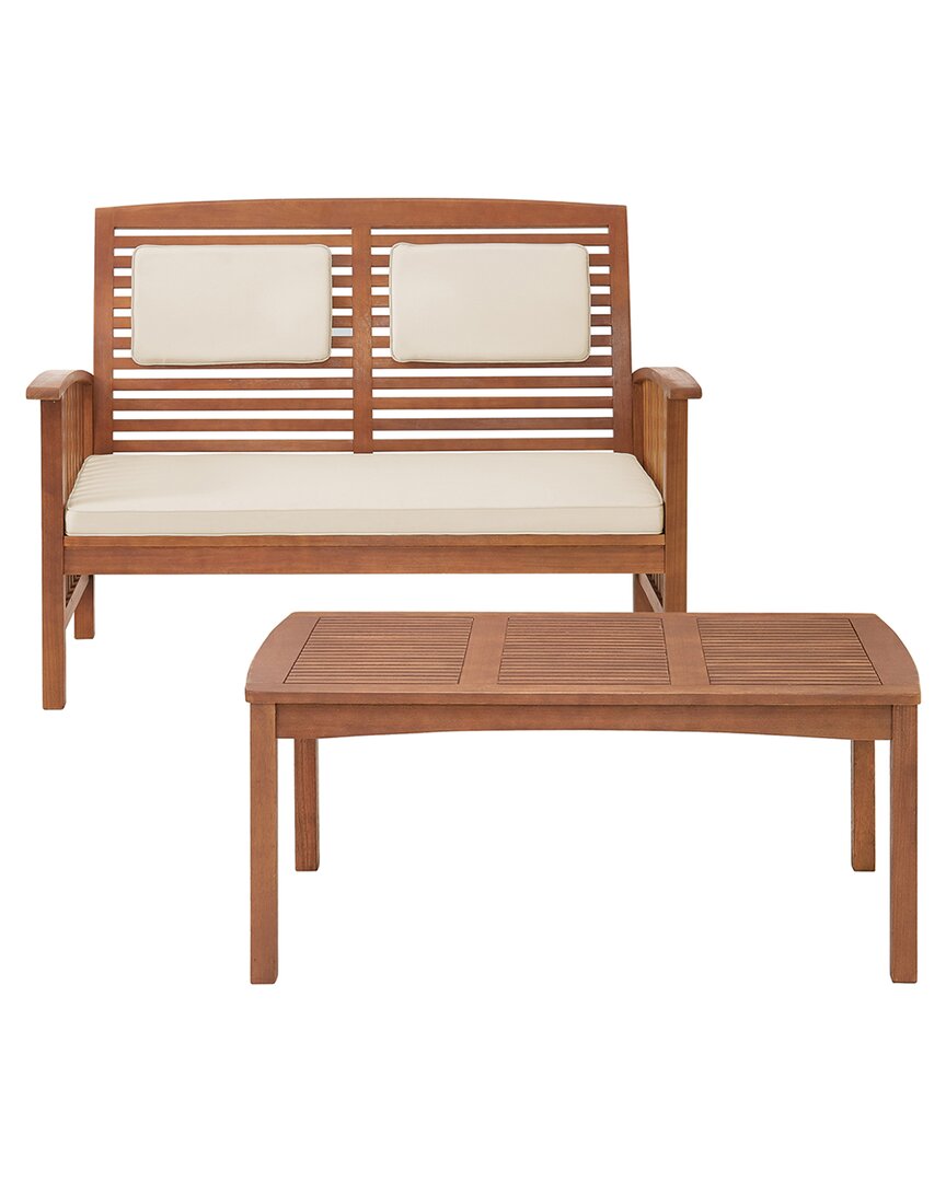 Alaterre Furniture Lyndon Eucalyptus Wood Outdoor 2pc In Natural