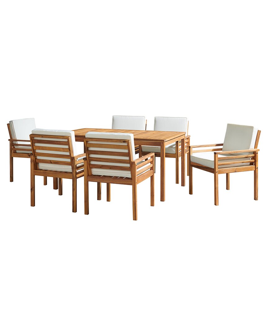 Alaterre Furniture Okemo Acacia Wood Outdoor 7pc Outdoor Dining In Natural