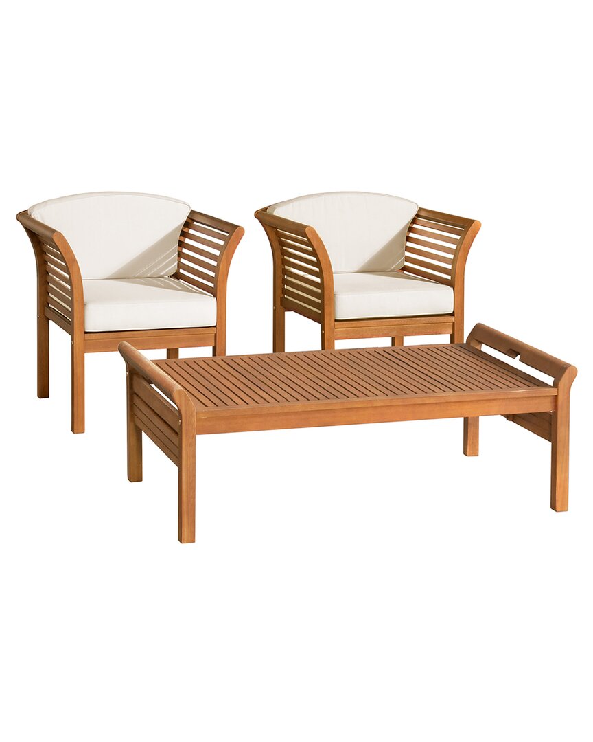 Alaterre Furniture Stamford Eucalyptus Wood Outdoor Conversation In Natural
