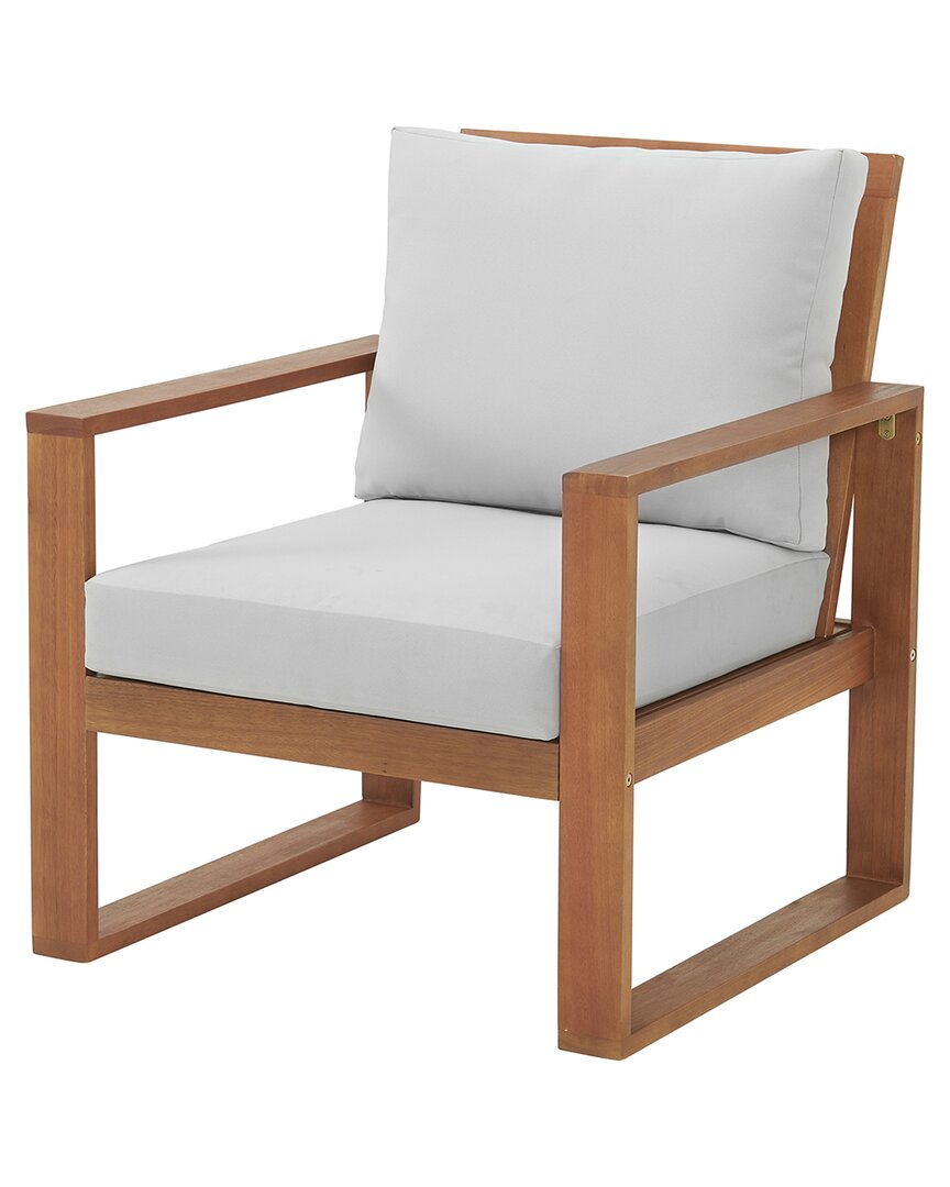 Alaterre Furniture Weston Eucalyptus Wood Outdoor Chair With Gray Cushions In Natural