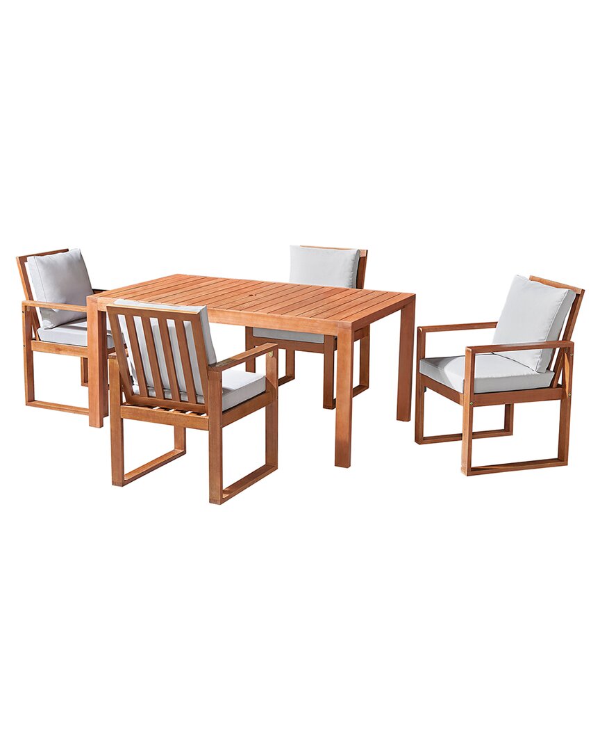 Alaterre Furniture Weston Eucalyptus Wood Outdoor Dining Table With 4 Dining Chairs In Natural