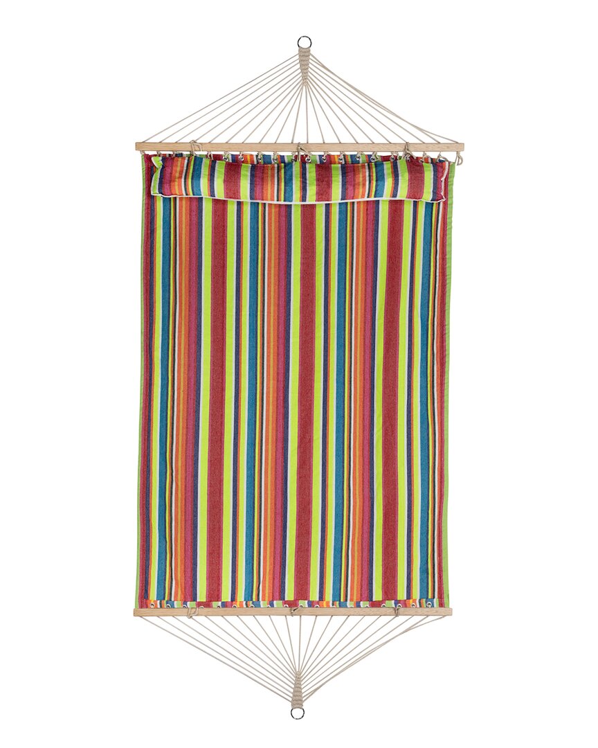 Northlight Striped Macrame Quilted Two Person Double Hammock With Pillow