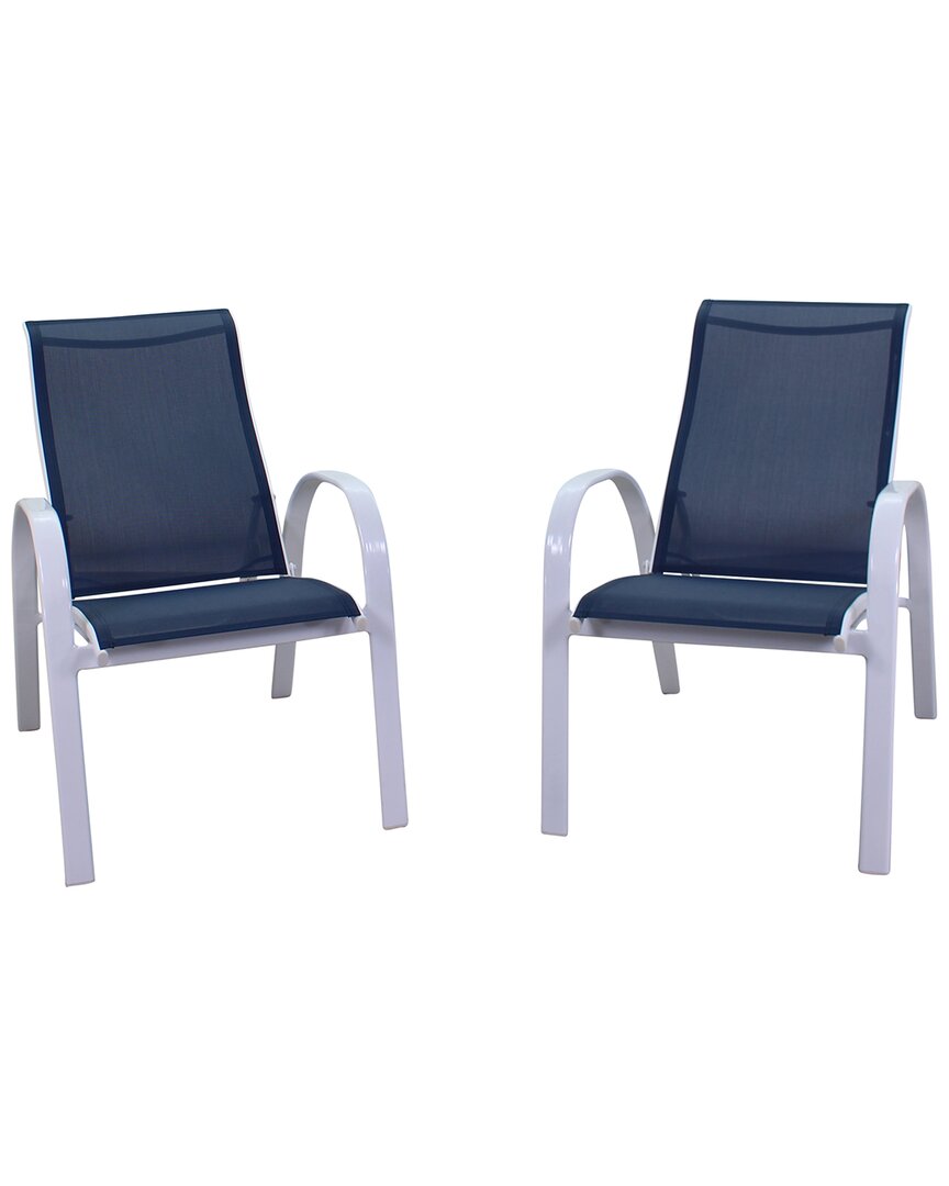 Courtyard Casual Santa Fe 2 Aluminum Sling Reclining Chairs In White