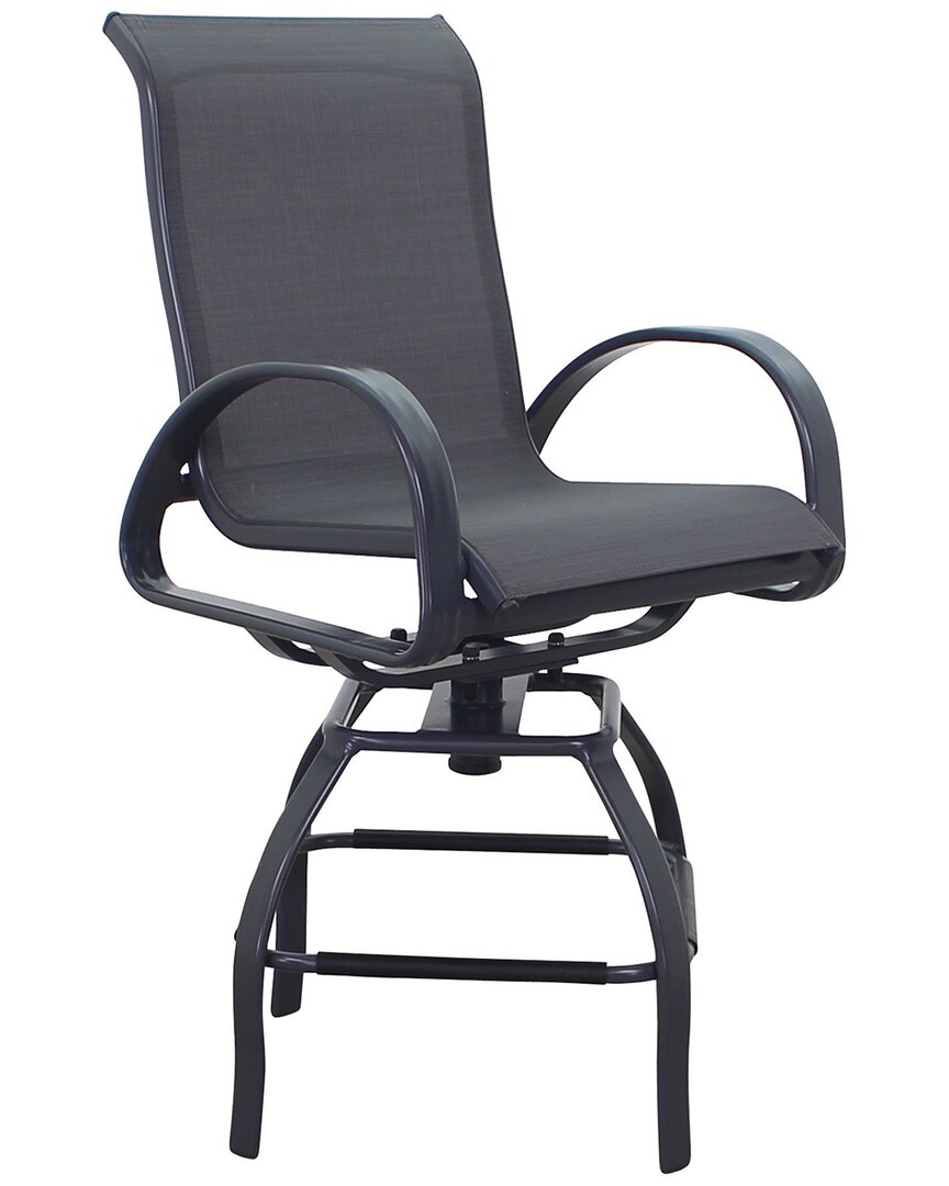 Courtyard Casual Santa Fe Dark Gray Aluminum Sling Swivel Balcony Stool In Grey