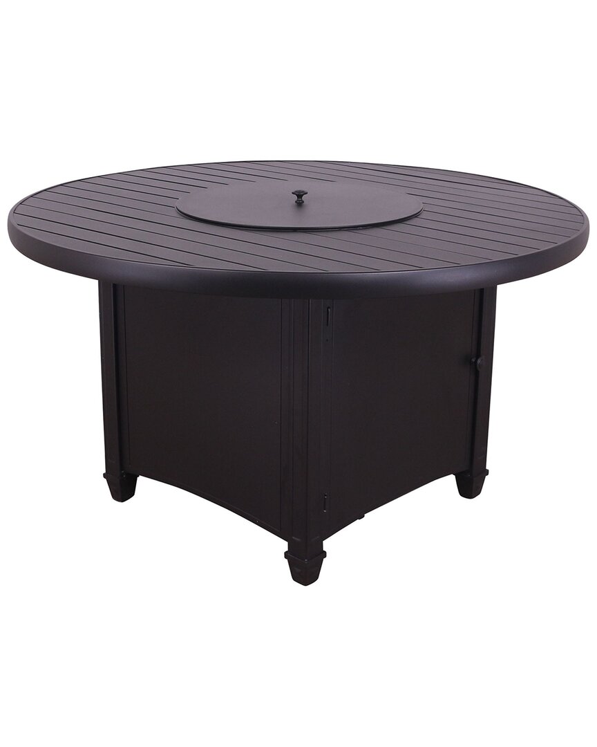 Courtyard Casual Santorini Black Aluminum 48in Round Fire Pit With Powder Coated Top