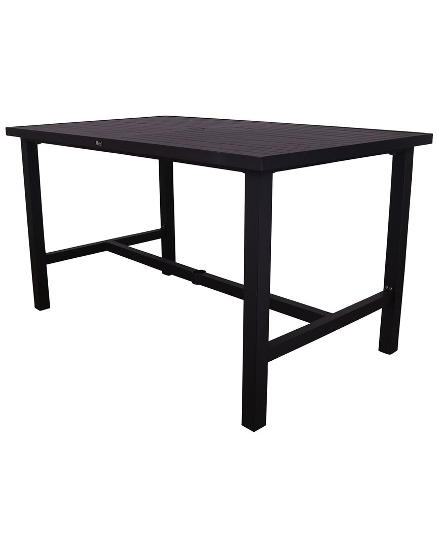 Courtyard Casual Courtyard Causal Santorini Black Aluminum 65in Rectangle Balcony Table With Umbrella In Black