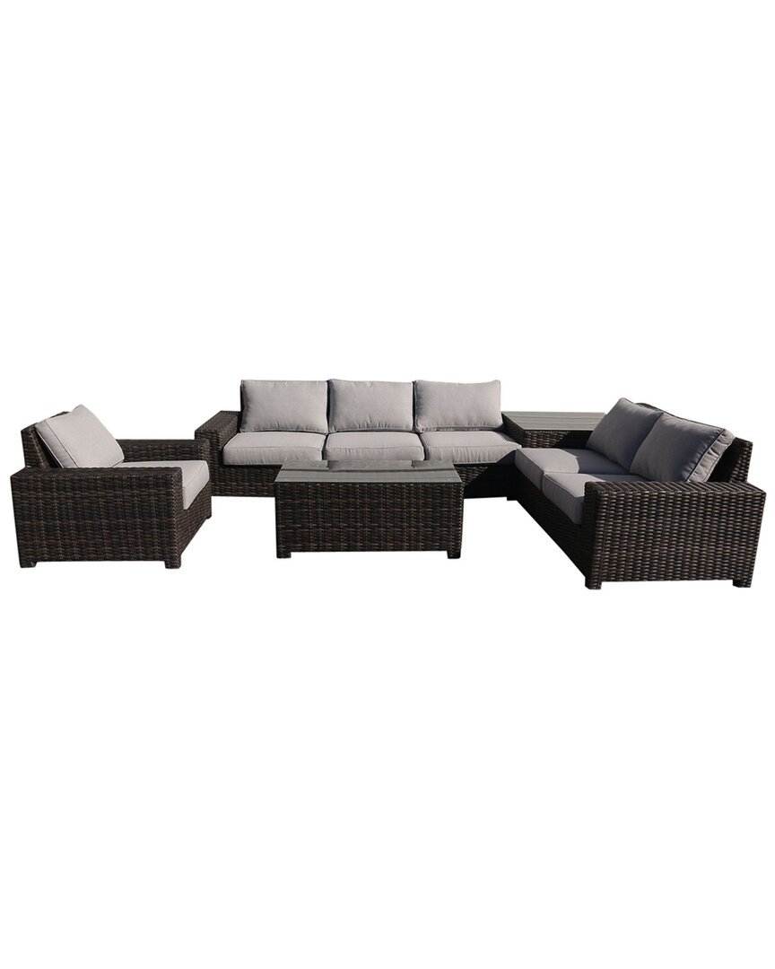 Courtyard Casual St Lucia Silver Oak 6pc Sectional Set With 1 Left And 1 Right Sectional Loveseats,