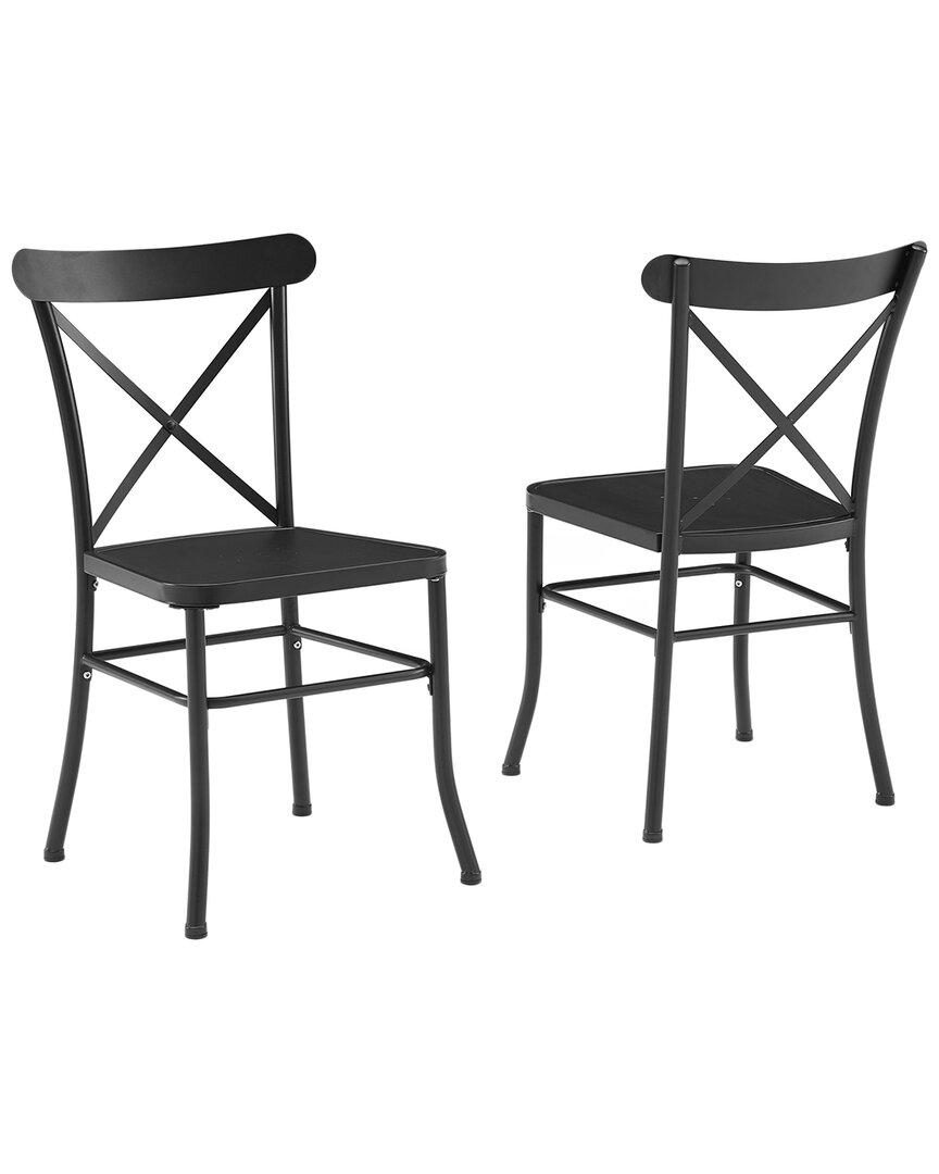 Shop Crosley Furniture Astrid 2pc Indoor/outdoor Metal Dining Chair Set In Black
