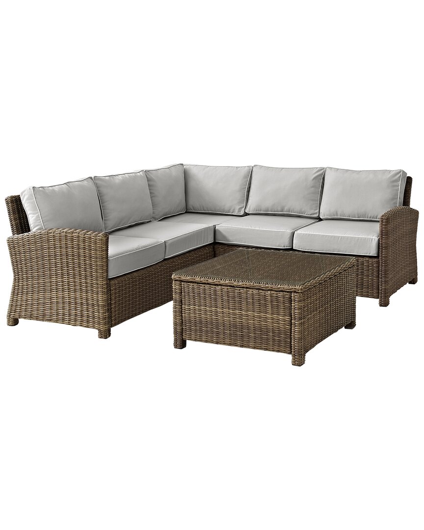 Crosley Furniture Bradenton 4pc Outdoor Wicker Sectional Set In Gray