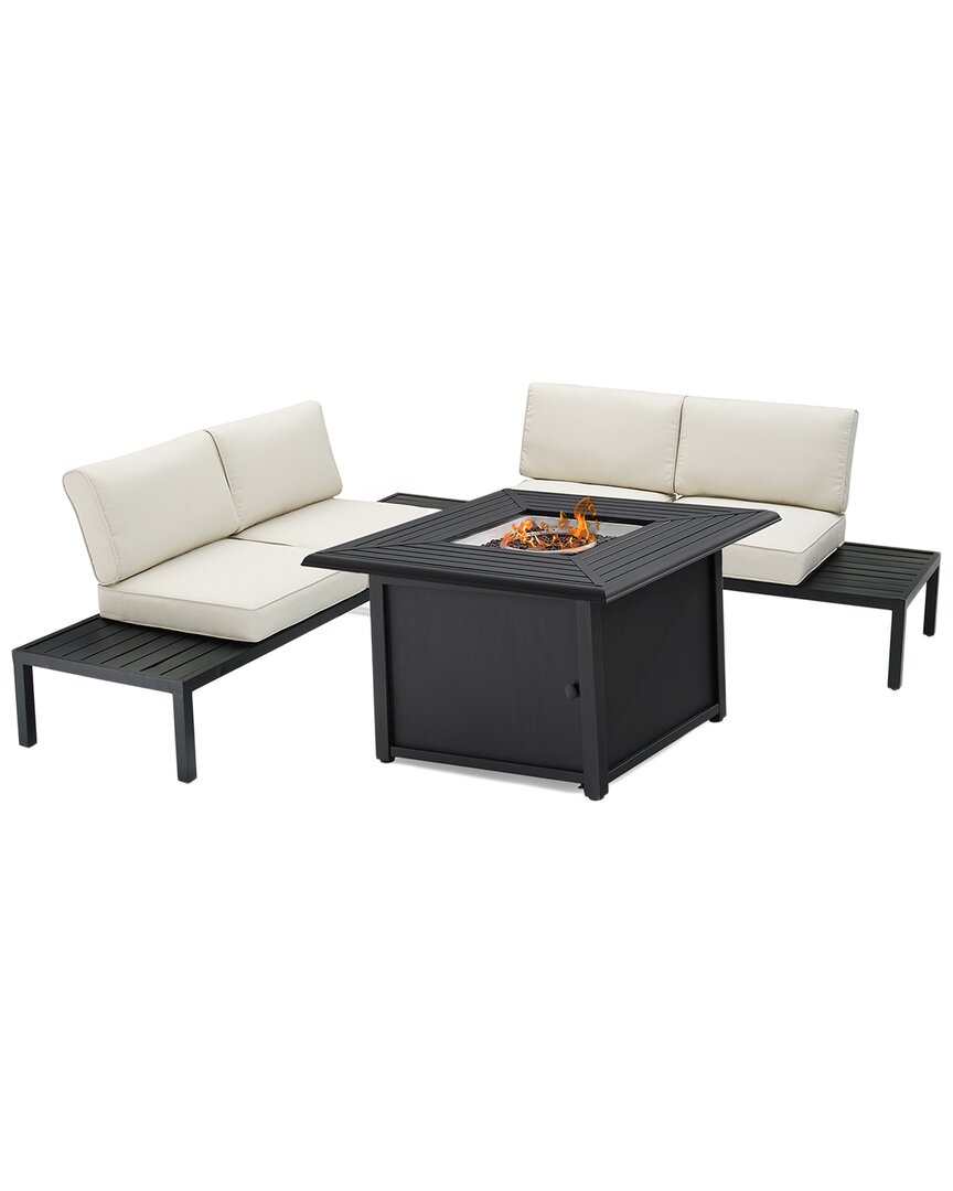 Crosley Furniture Piermont 4pc Outdoor Metal Sectional Set In Creme