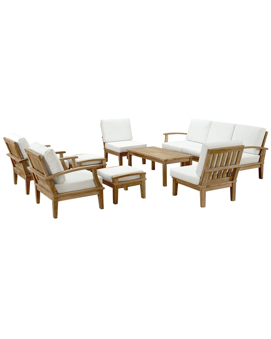 Modway Marina 10pc Outdoor Patio Teak Sofa Set In White