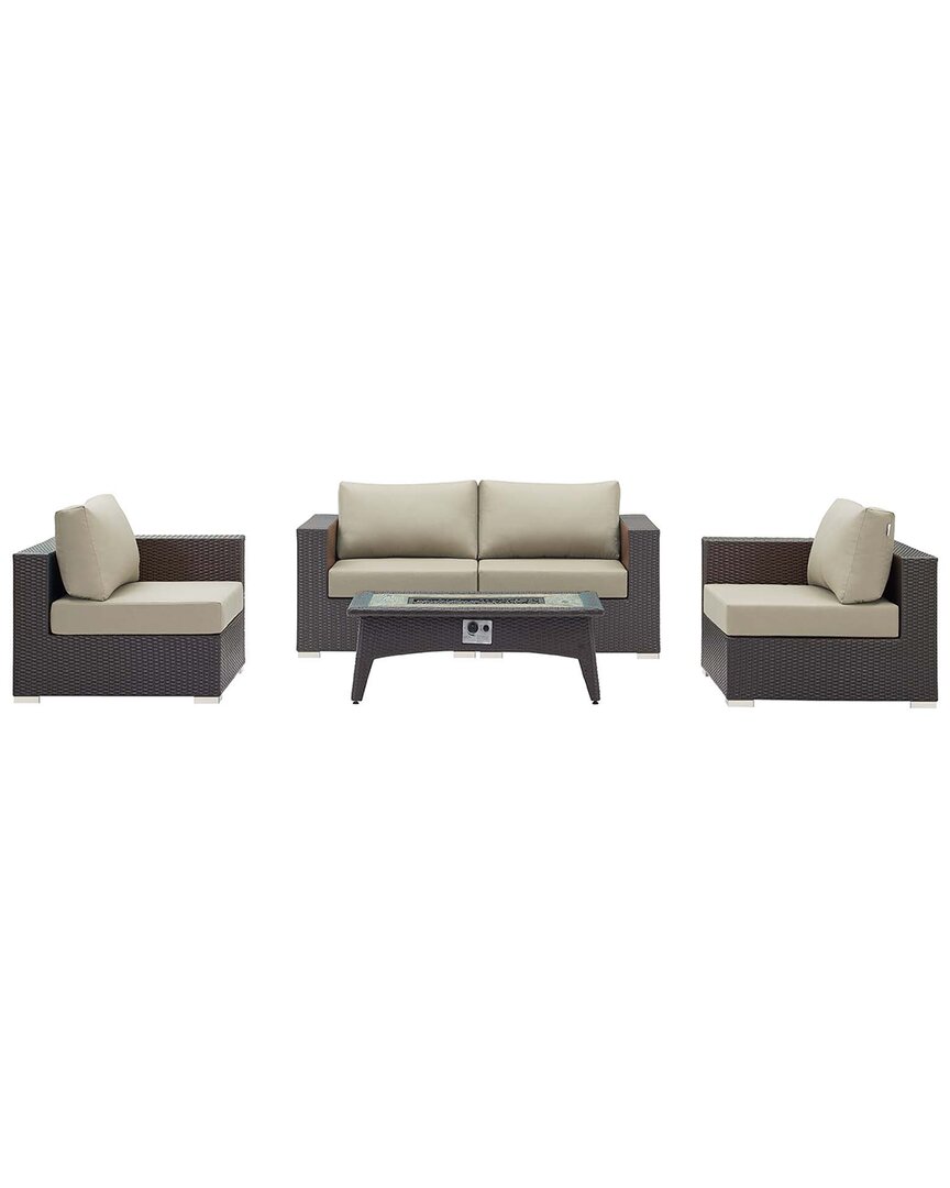 Modway Convene 5pc Set Outdoor Patio With Fire Pit In White