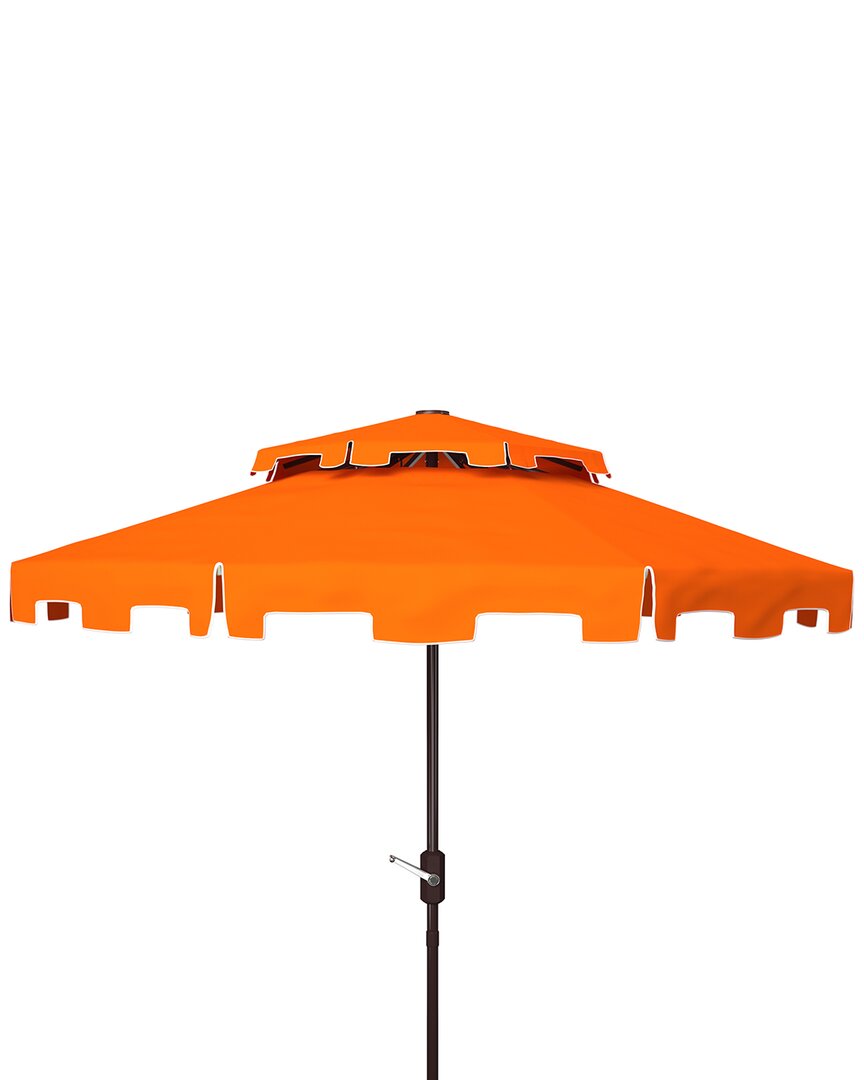 Safavieh Zimmerman 9ft Dbletop Umbrella In Orange