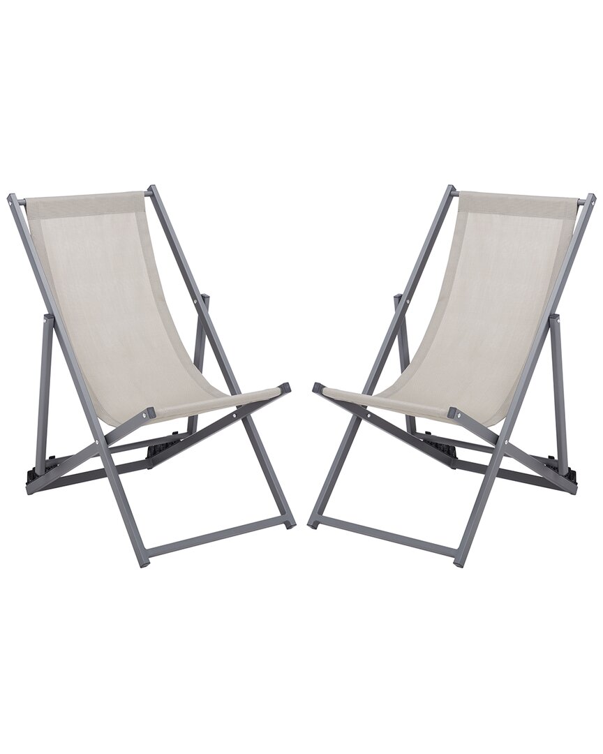 Safavieh Breslin Set Of 2 Sling Chairs In Gray