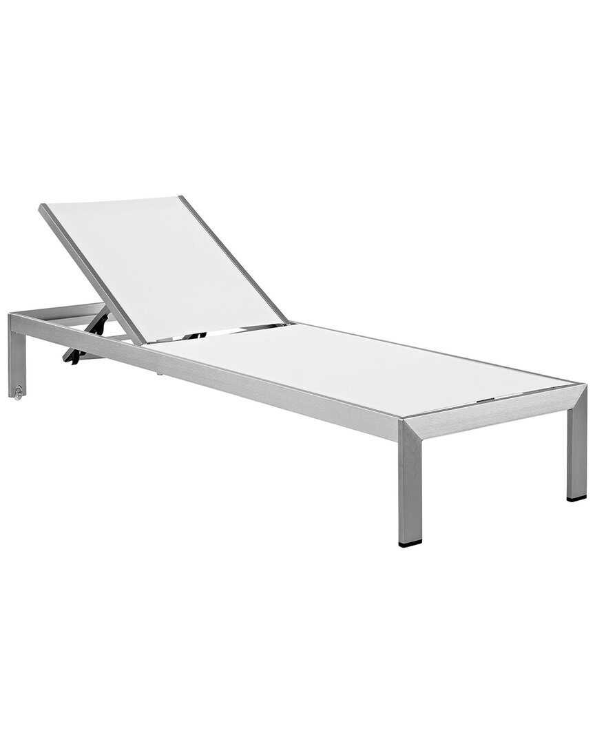Modway Outdoor Shore Outdoor Patio Aluminum Mesh Chaise In Silver White