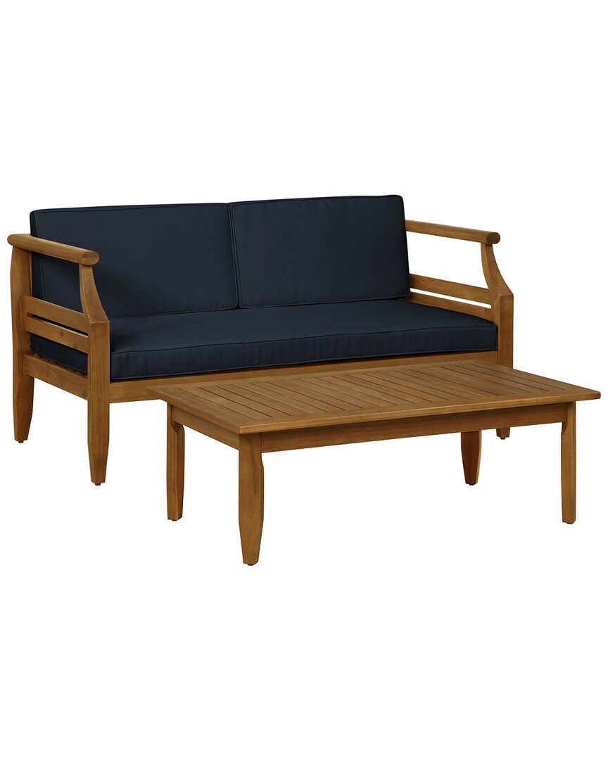 Linon Arlen Outdoor Loveseat & Coffee Table In Brown