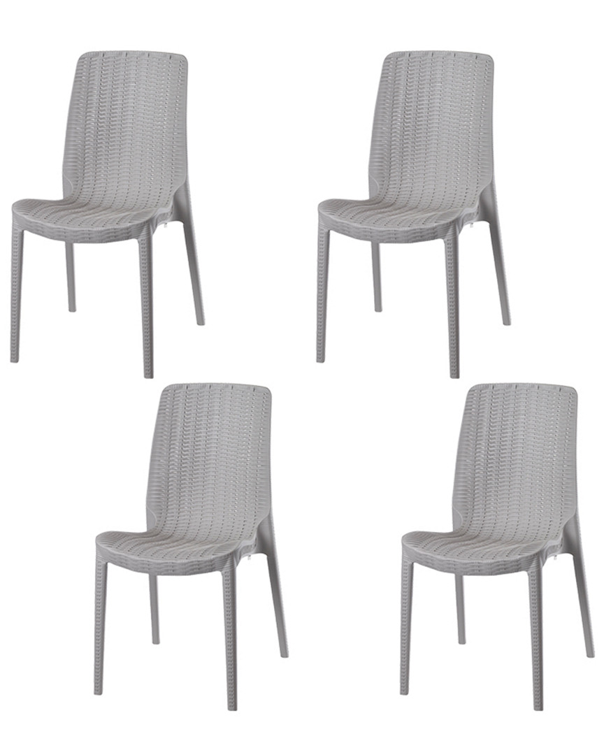 Lagoon Set Of 4 Rue Stackable Rattan Dining Chairs