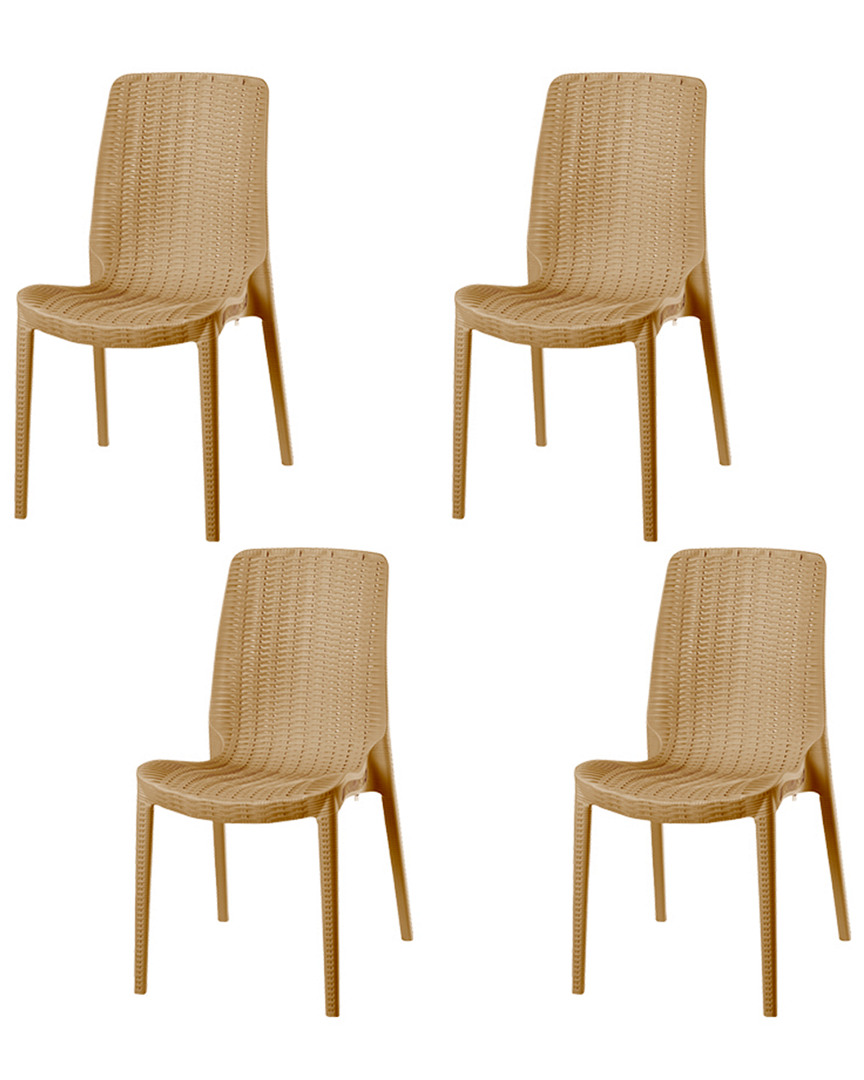 Lagoon Set Of 4 Stackable Rattan Dining Chairs