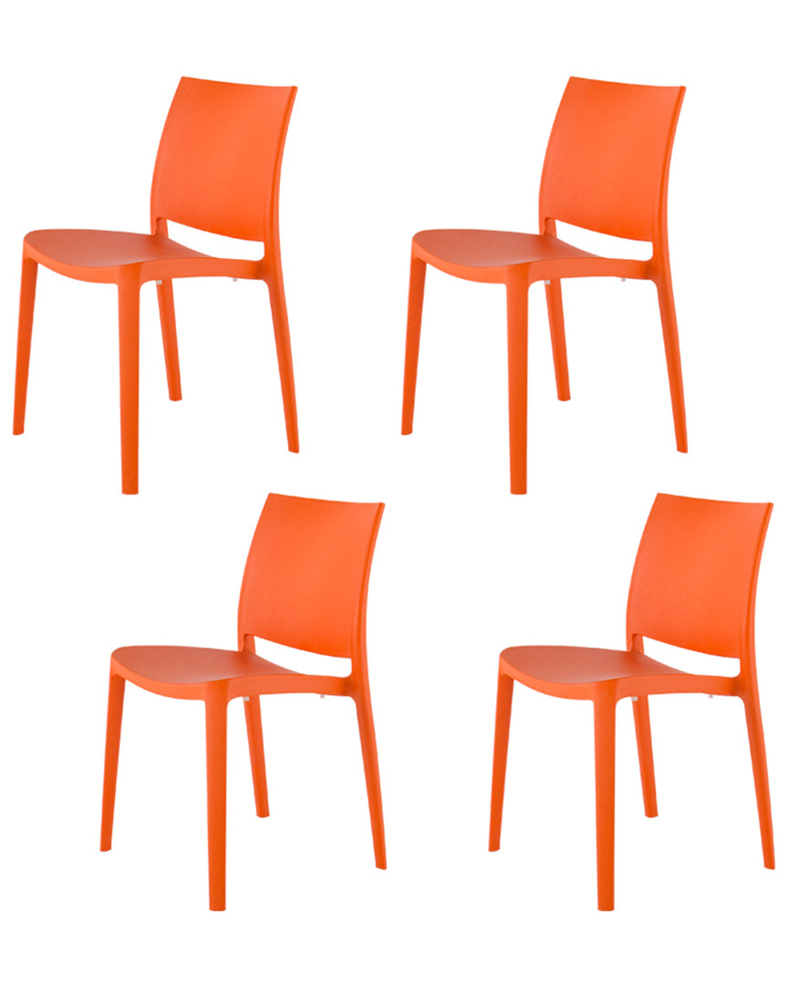 Lagoon Set Of 4  Sensilla Stackable Dining Chairs In Orange