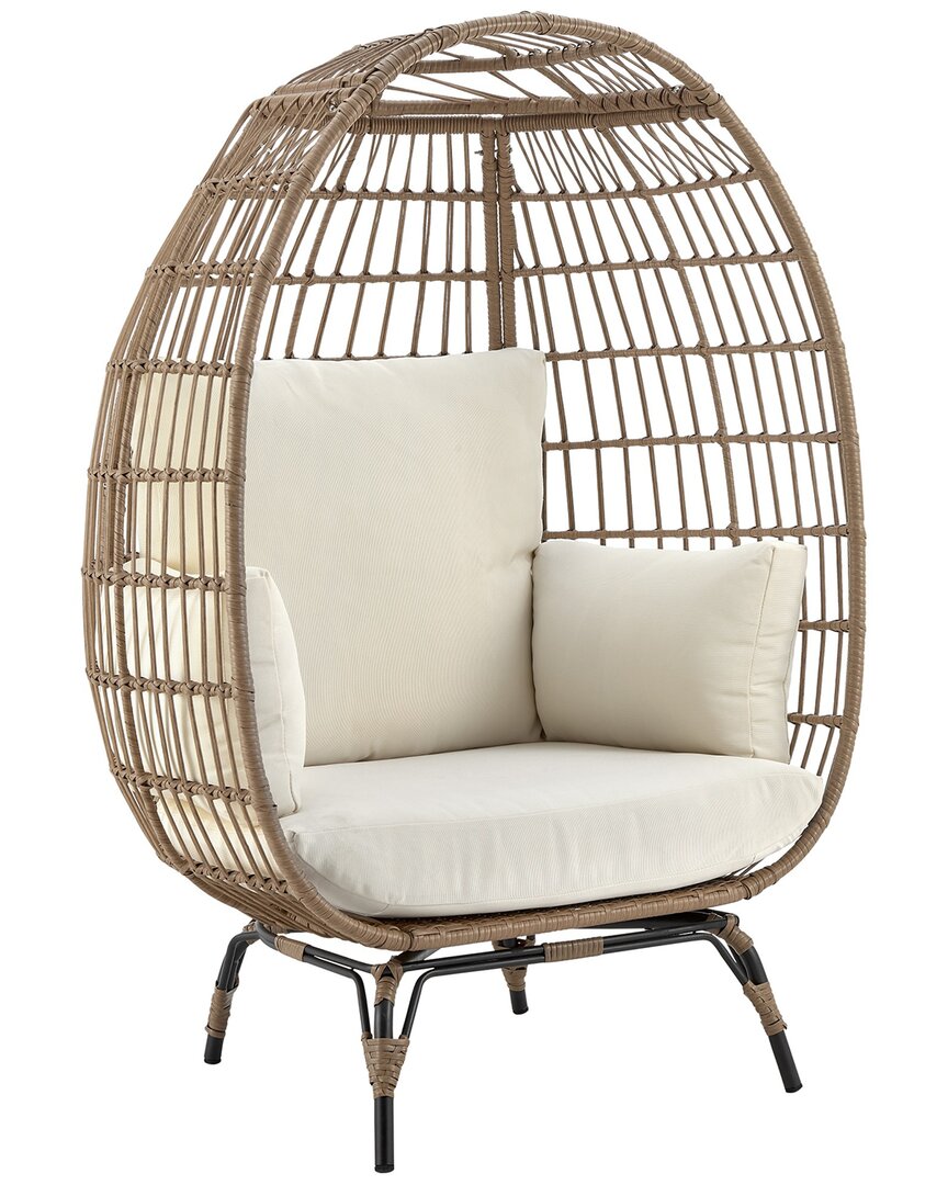 Manhattan Comfort Spezia Patio Freestanding Egg Chair In Tan