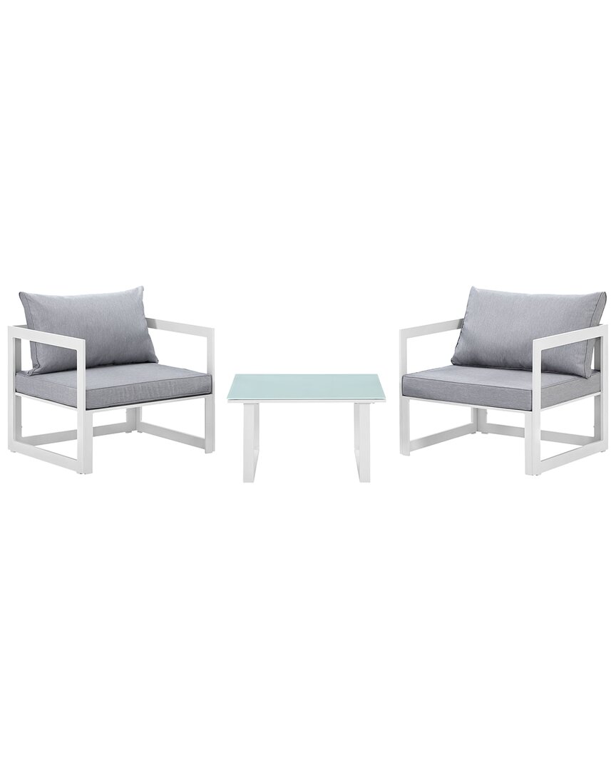 Modway Fortuna 3pc Outdoor Patio Aluminum Sectional Sofa Set