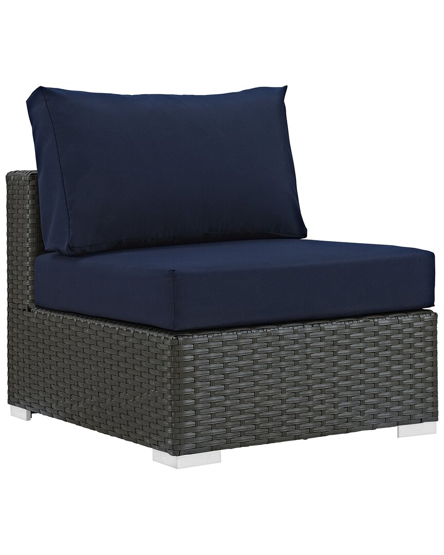 Modway Sojourn Armless Outdoor Patio Wicker Rattan Sunbrella Sectional Set