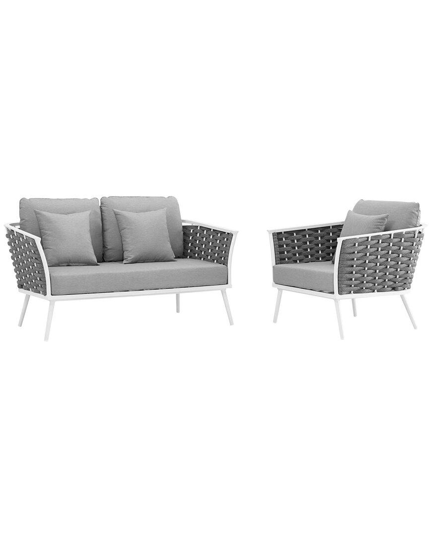 Modway Outdoor Stance 2pc Outdoor Patio Aluminum Sectional Sofa Set