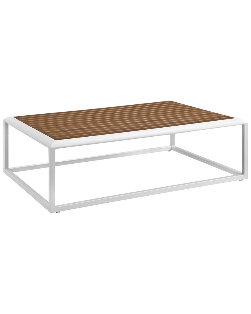 Modway Outdoor Stance Outdoor Patio Aluminum Coffee Table In White Natural