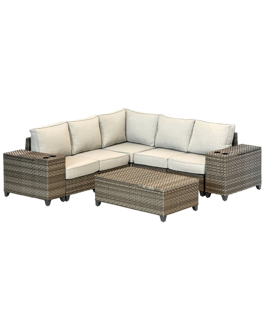 National Tree Company Calista Collection 8pc All-weather Sectional Sofa Set In Natural